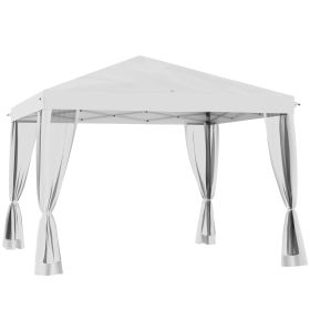 Outsunny 10' x 10' Pop-Up Outdoor Canopy with Sidewalls & Mesh Walls, Instant Setup, Cream White, for Events & Patio