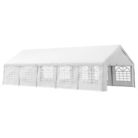Outsunny Heavy Duty Carport Canopy 32x16ft Party/Wedding Tent White with Removable Sidewalls Outdoor