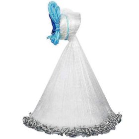 1Pc 2 Size Options 6FT 8FT Radius Fishing Cast Net Bait Trap Easy Throw Heavy Duty Hand Cast Net With Chain Sinker Bottom Spread (Option: 6FT Radius)