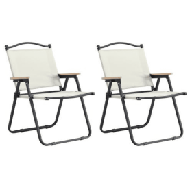 Folding Outdoor Chair For Indoor And Outdoor Use, Suitable For Camping, Picnic, Beach, Backyard, Barbecue, Party, Terrace, Beige (Option: 2pcs)