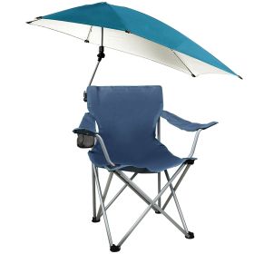 1Pc Foldable Beach Chair With Sun Canopy Cup Holder Carry Bag Adkustable Armrest Detachable Umbrella 220.5lbs Max Load Fedex Shipping (Color: Blue)